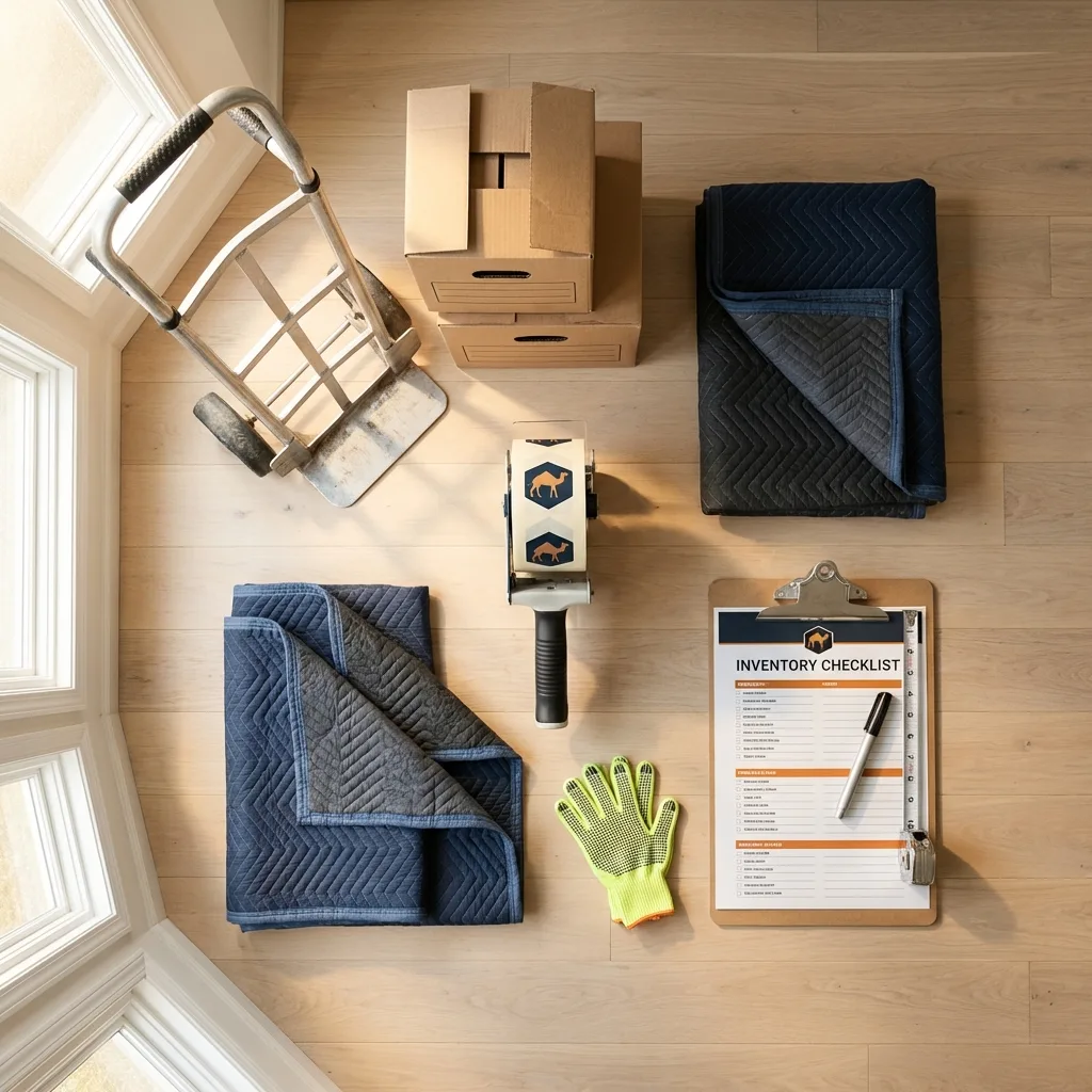 Professional moving supplies and packing materials layout for Clarendon Hills residential relocations